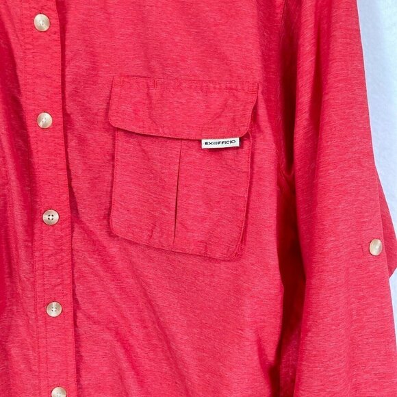 ExOfficio Lightweight Roll Tab Sleeve Button Up Shirt Vented Size Large - Picture 3 of 9